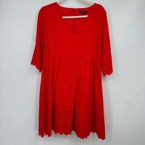 Madewell Eyelet Lattice Dress Coral Vibrant Color woman’s size 8